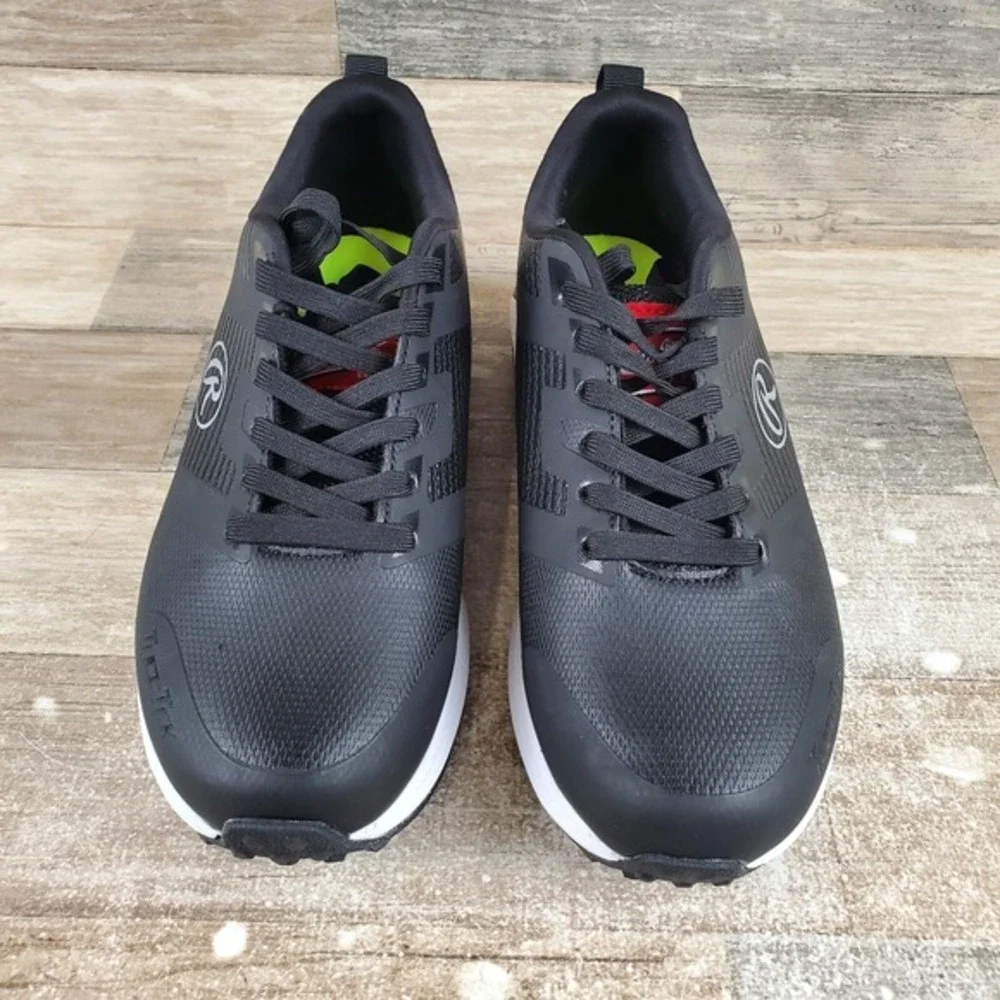 Rawlings League Turf Shoes Sz 8 D‎ Black White Leather Lace-Up Baseball Cleats